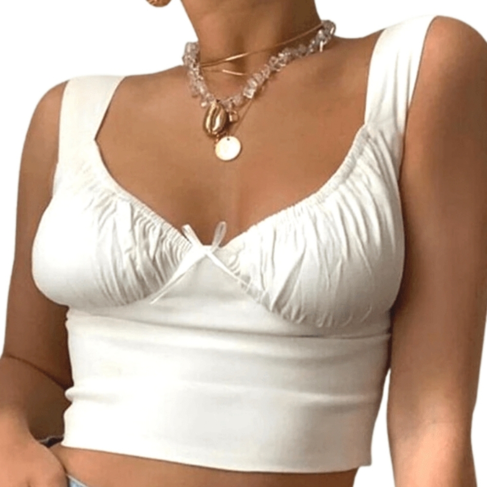 Sizes S,M,L White Tank Crop Top